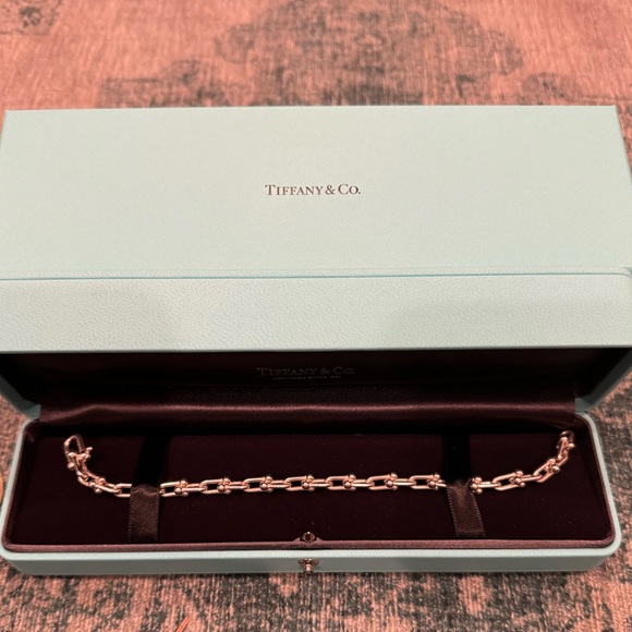 Tiffany hardware bracelet small link sterling size large 8” - Picture 5 of 5